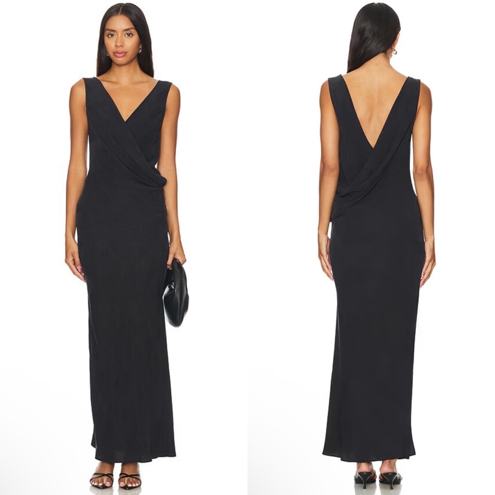 NEW NWT St. Agni Layered Drape Dress Maxi Dress In Black